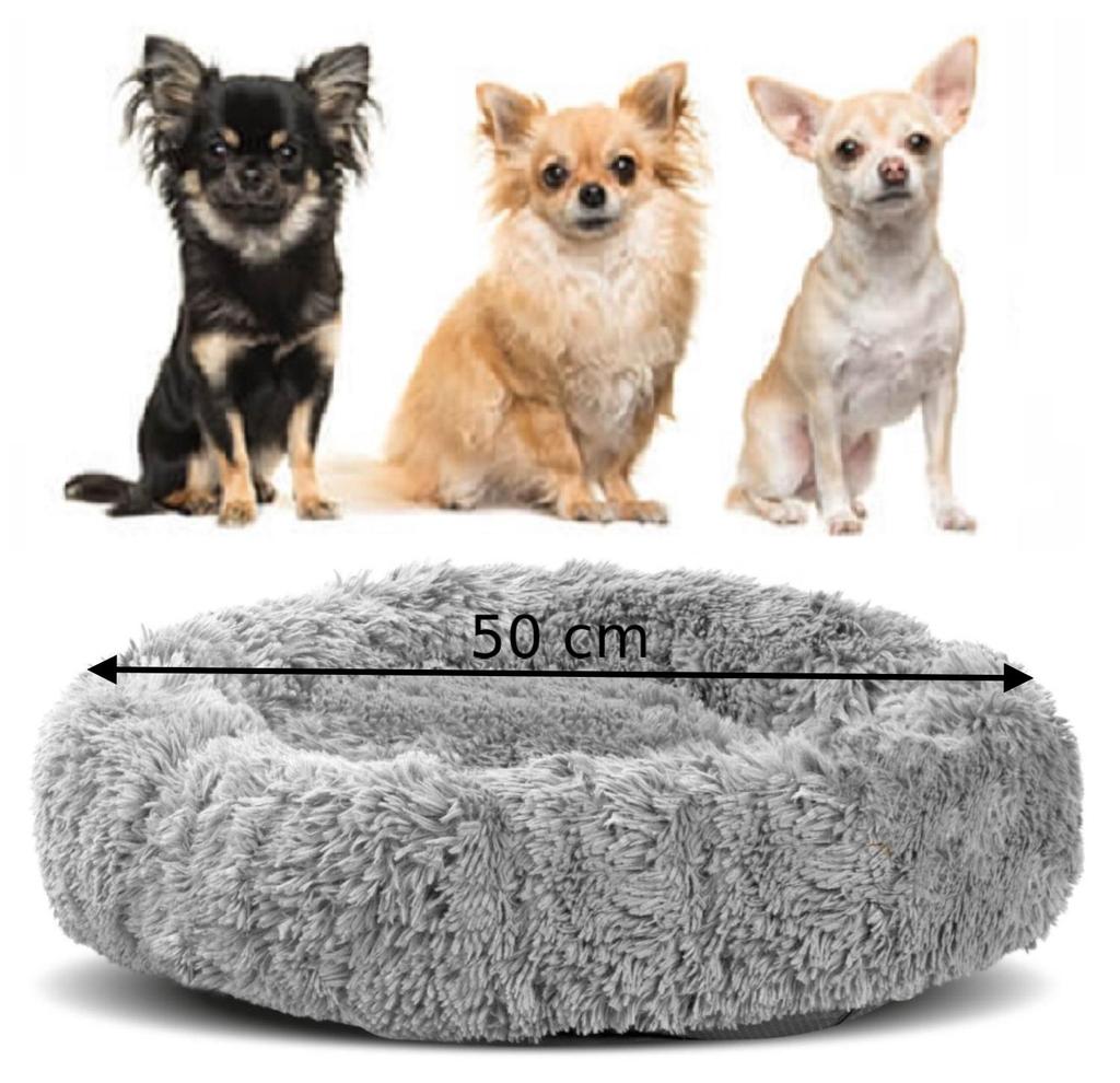 Dog Cat Bed SHAGGY Light Gray Long Hair VARIOUS SIZES