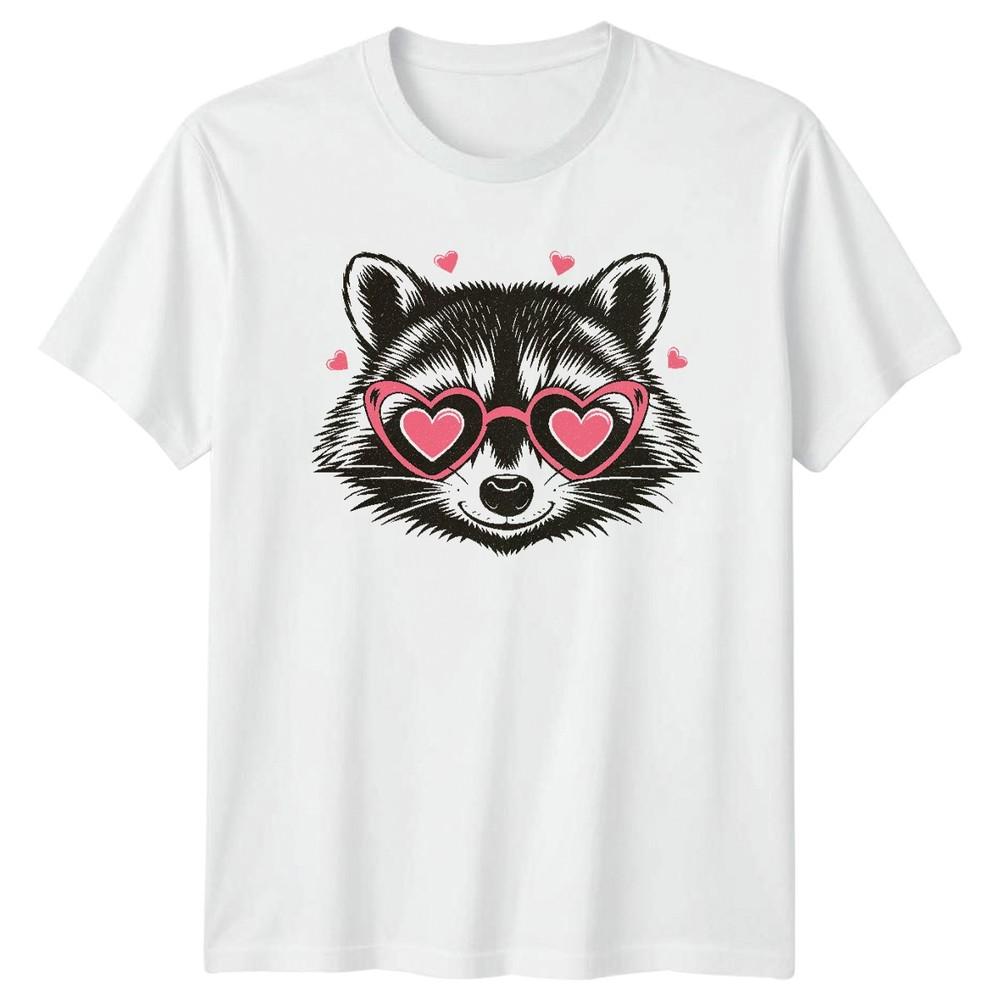 Raccoon Heart Glasses Raccoons Animals Unisexs TShirt Unisexs Graphic Tee S