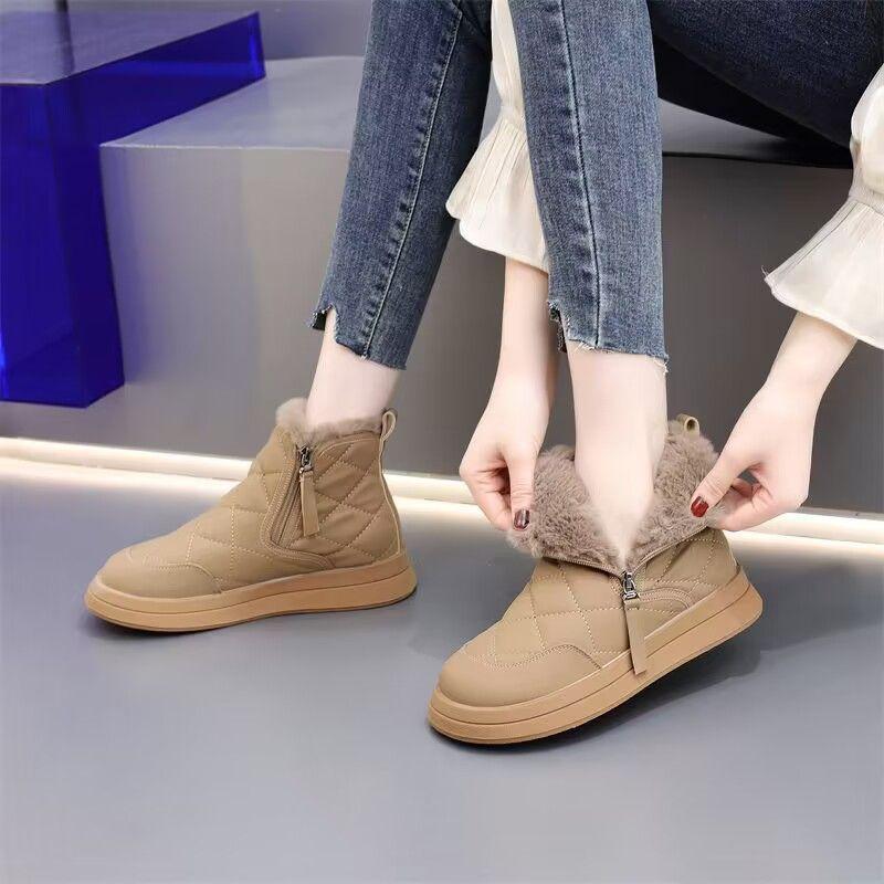 Snow boots women's new winter velvet thickened boots fur integrated warm cotton shoes fashionable versatile winter