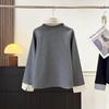 Women's Wool-Blend Two-Piece Color-Block Lapel Half-Zip Hoodie for Early Spring