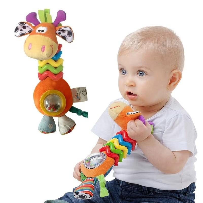 Baby Giraffe Plush Rattle Toy With Sound For Infant Development And Sensory Play