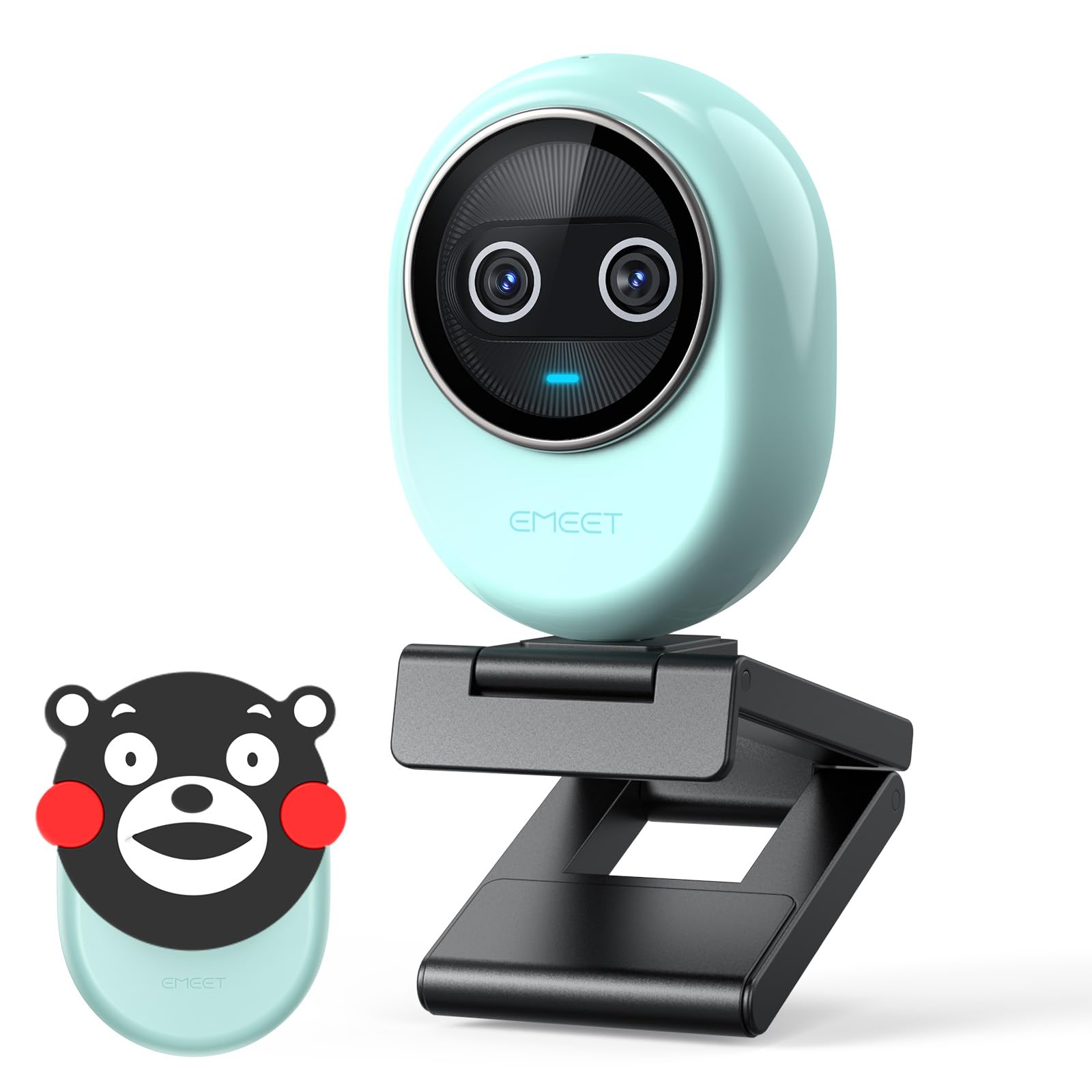 

EMEET Веб-камера 4K Перша веб-камера з подвійною камерою та ШІ Сенсор Sony Масив з 3 мікрофонів 3 типи режимів збору звуку Kumamon Магнітна кришка для конфіденційності Кліпса-основа зелений