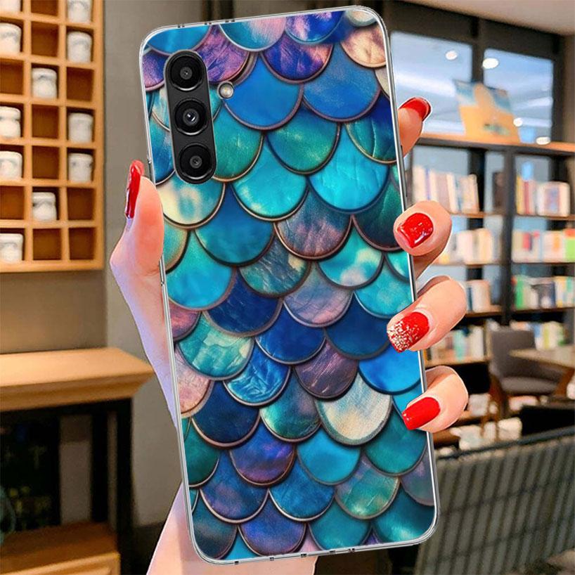 Fish Scale Pattern Mermaid Phone Case For Samsung Galaxy A17 A37 A57 A16 A26 A36 A56 A15 A25 A35 A55 A14 A24 A34 A54 A13 A23 A33