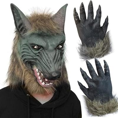 Halloweenská hororová maska Párty Cosplay Vlkodlačí kostým Obleč se Maska Maska vlčí hlavy a drápy Zvířecí rekvizity pro převlečení