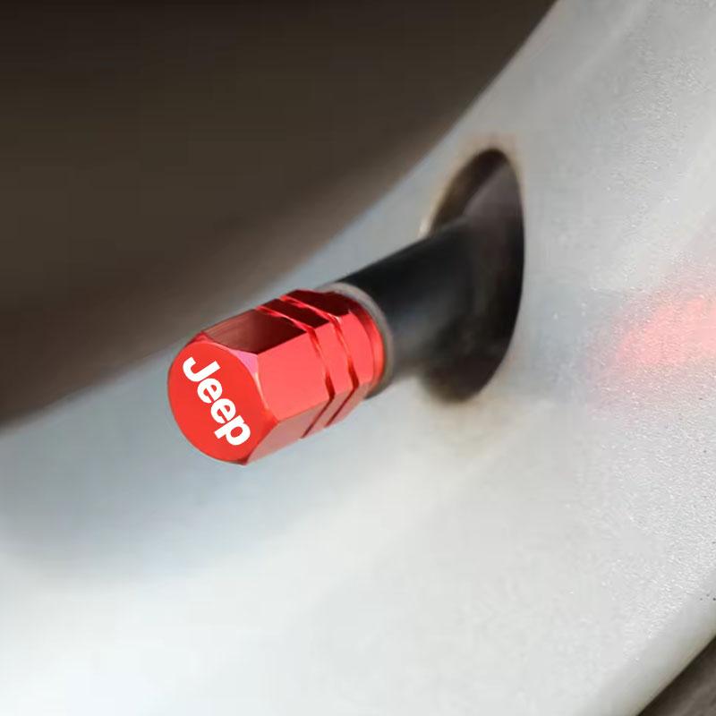 Car Tire Valve Cap Aluminum Tire Valve Stems Cap Sticker For Jeep Grand Cherokee Wrangler JK Gladiator Compass Renegade Patriot