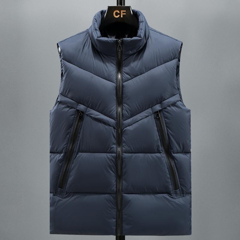 

Зимние безрукавки больших размеров S-8XL Мужская верхняя одежда Мода Мужской теплый черный жилет 5XL темно-синий