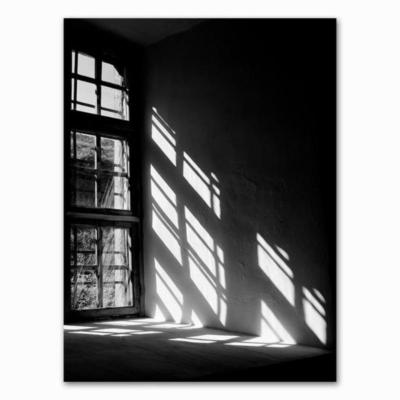 Scandinavian Black and White Building, Canvas, Painting for Girls, Wall Art S, Prints, Wall Panels for the Living Room,