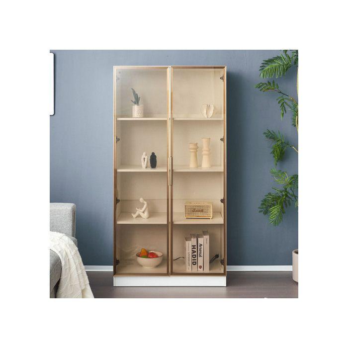 Skleněná vitrína s 16barevným LED osvětlením, dvoudveřová vitrína s pohyblivými policemi, 80*40*160 cm