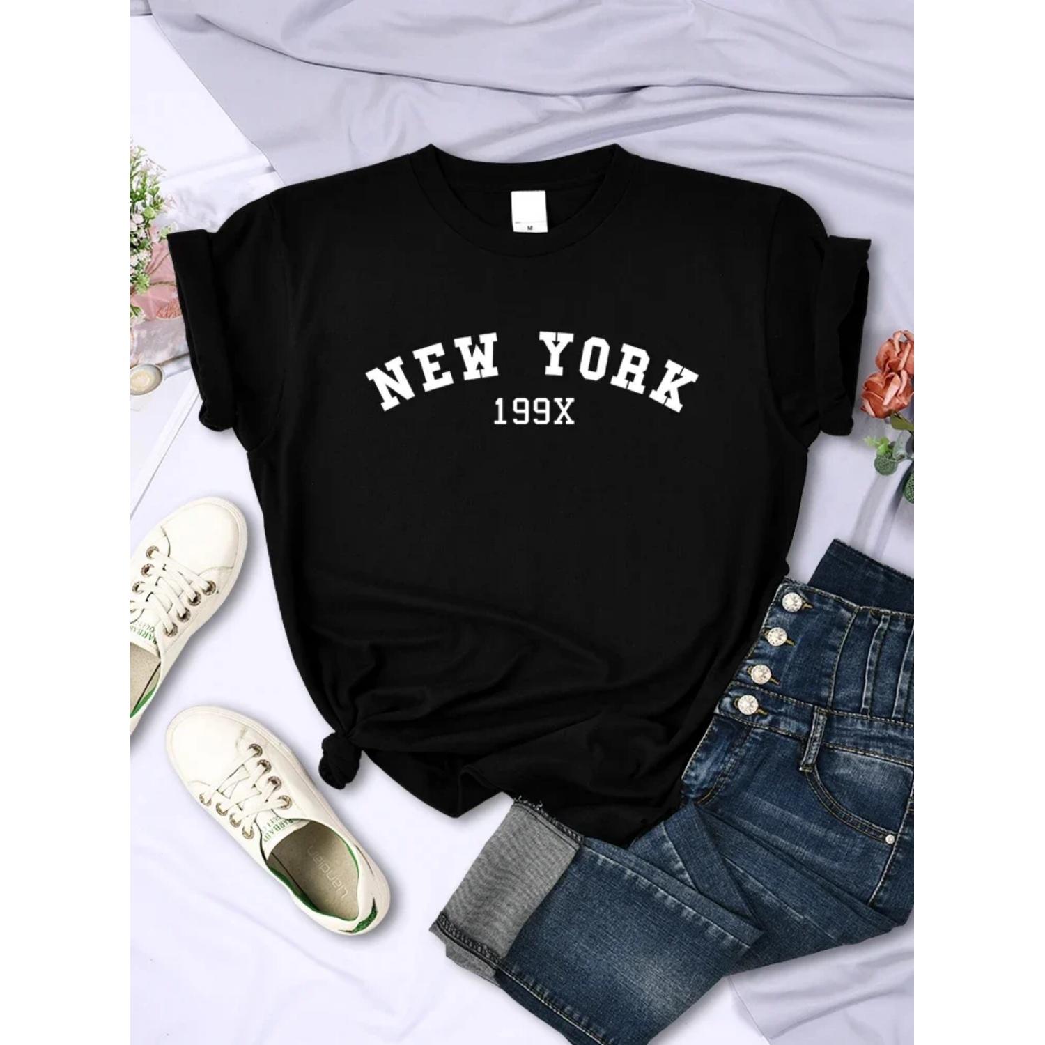 

New York 199X Personality Letter T-Shirt Жіноча модна брендова повсякденна зручна футболка з короткими рукавами Спортивні літні футболки XXXXXL чорний