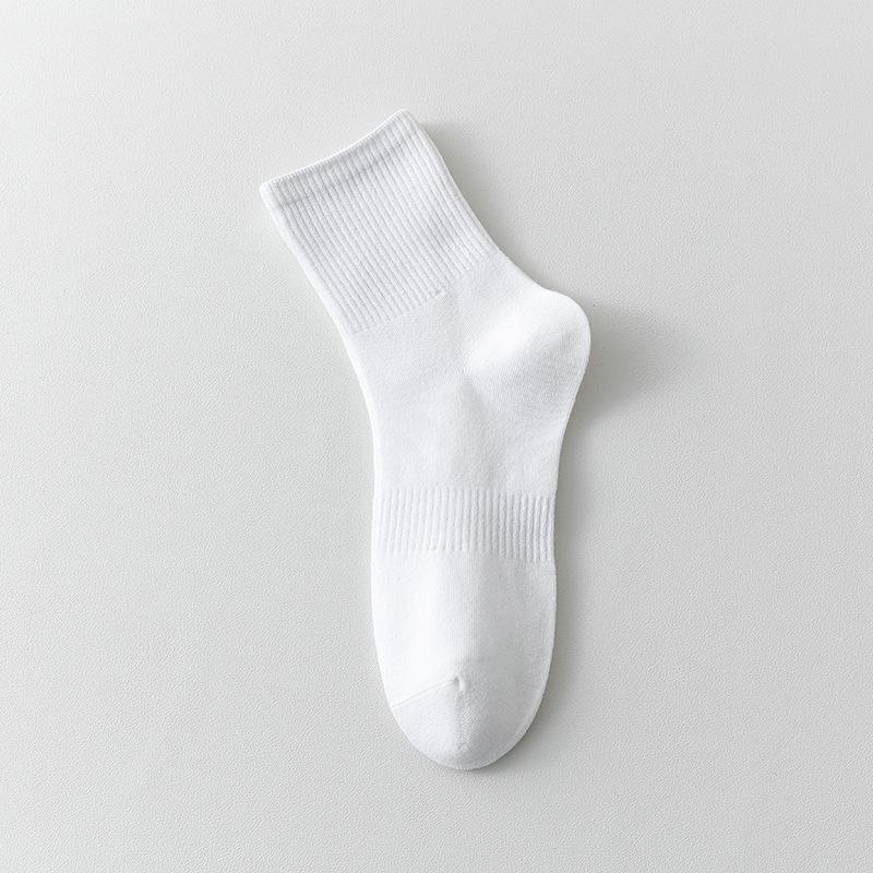 

Women s Spring and Autumn Pure Cotton 7A Antibacterial and Deodorizing Mid Calf Sports Socks 1 pair белый