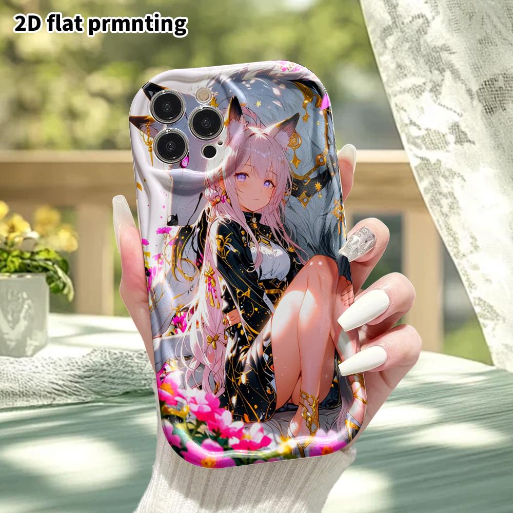 Phone Case: 2D Flat, Suitable for iPhone 18 17 16 15 14 13 12 Pro Protective Case, Phone Decoration, Fox Ear Girl, Perfect Christmas and Halloween Hol