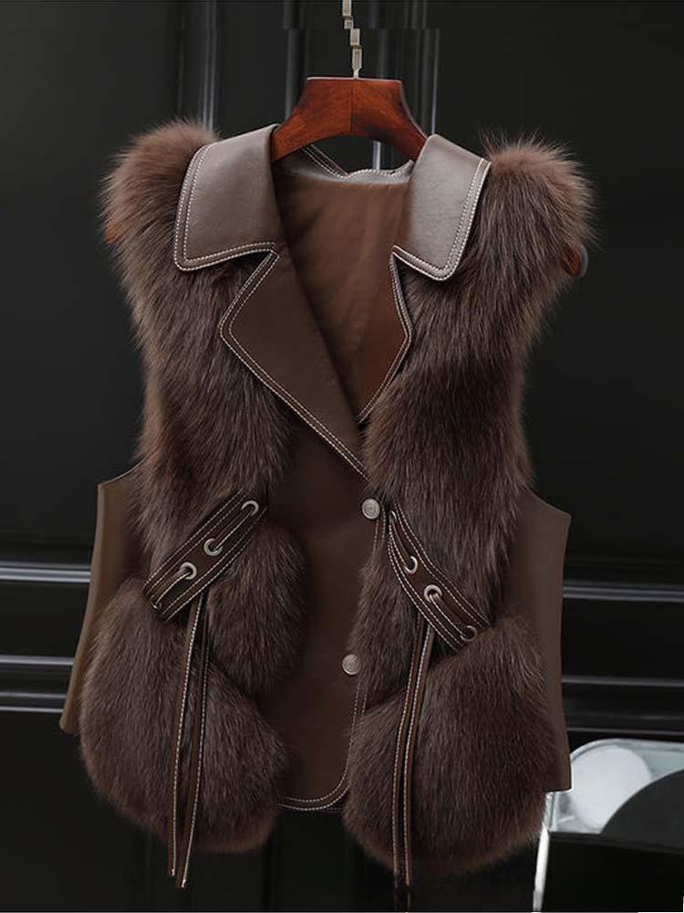 

Зима Новая Мода Женский Жилет из Искусственного Меха Меховой Жилет Куртка Короткий Имитация Лисы Теплый Жилет S темно-коричневого