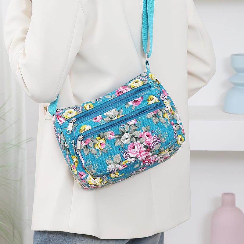 1 Pezzo Borsa a Spalla da Donna con Stampa Floreale Oxford Diagonal Piccola Quadrata Borsa a Mano Multifunzionale Casual da Viaggio Borsa a Tracolla