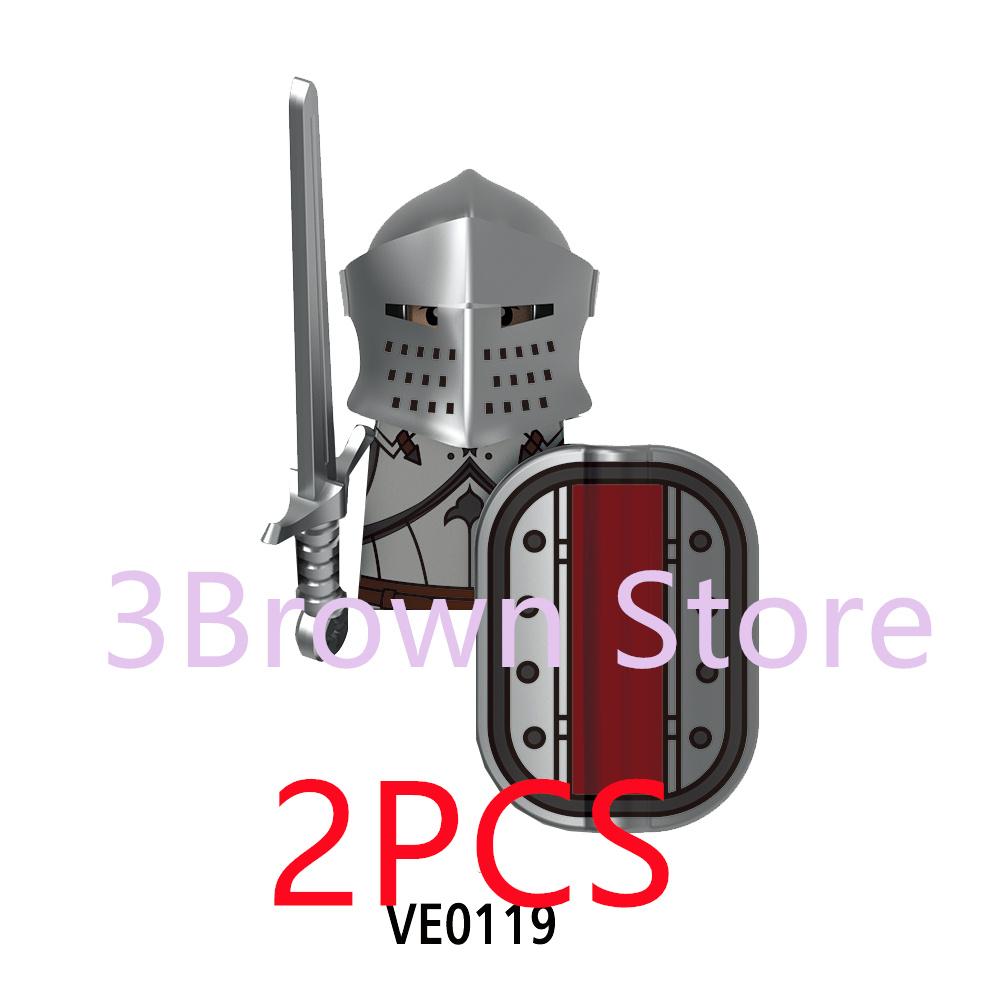 Medieval Building Blocks Accessories MOC Castles Dragon Knights Army Soldiers Warrior Helmets Shields Armors Axes Toy Gift S038