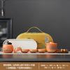 Travel tea set, simple coarse pottery outdoor portable ceramic express cup, one pot, four cups office tea pot