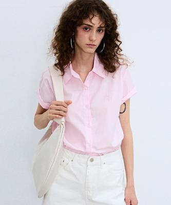Nigaennikol Standard Collar Half Shirt_Pink
