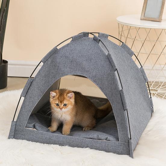 Tent Cat Bed Spacious Ventilated Cat Tent Hide Cave Semi-Enclosed Cat Bed with Removable Washable Mat for Summer All Seasons