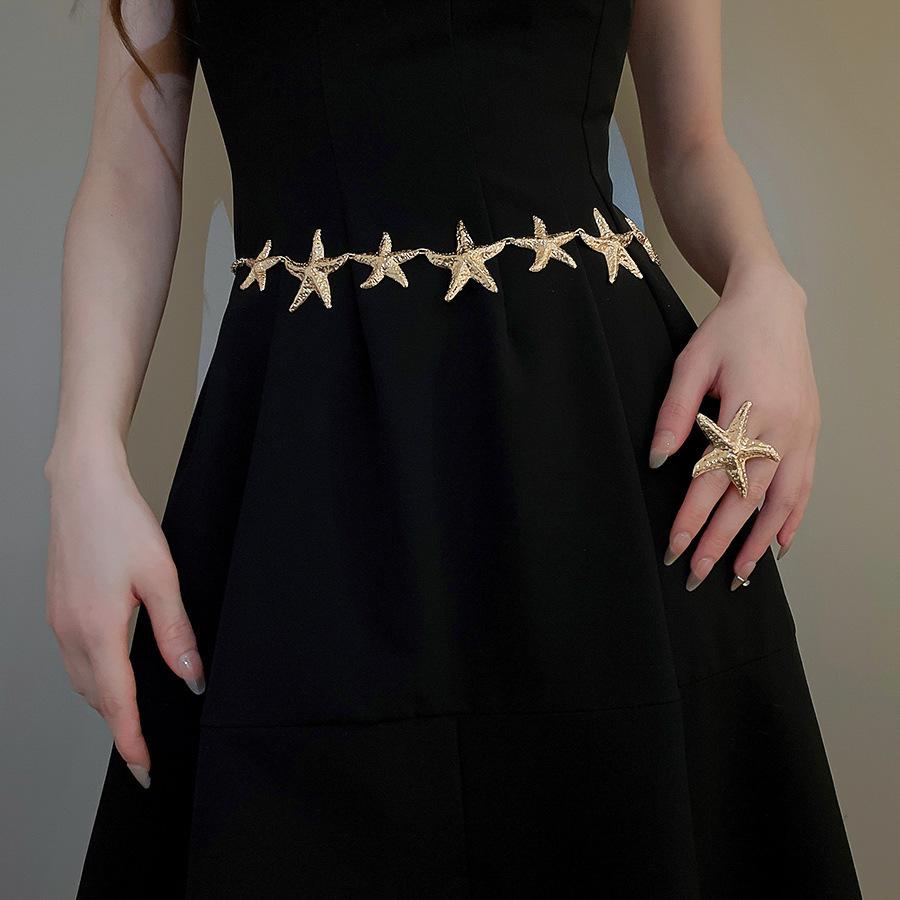Ethnic Style Wax Rope Wood Bead Acrylic Woven Oval Waist Chain Temperament Belt Versatile Waist Jewelry
