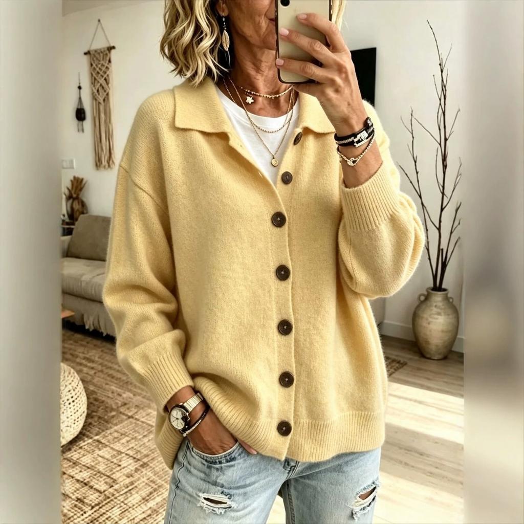 Dames gebreide vest trui met knopen aan de voorkant en reverskraag, Kleur Casual Herfst Winter