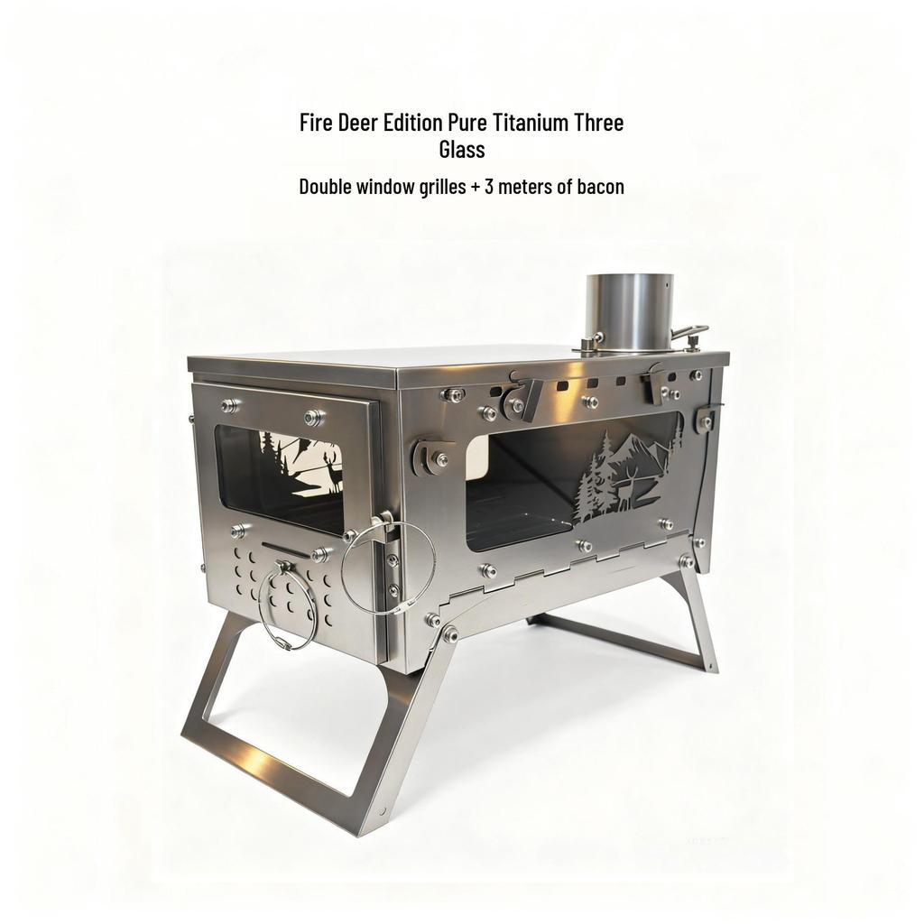 Portable Outdoor Folding Titanium Wood Tent Stove for Camping