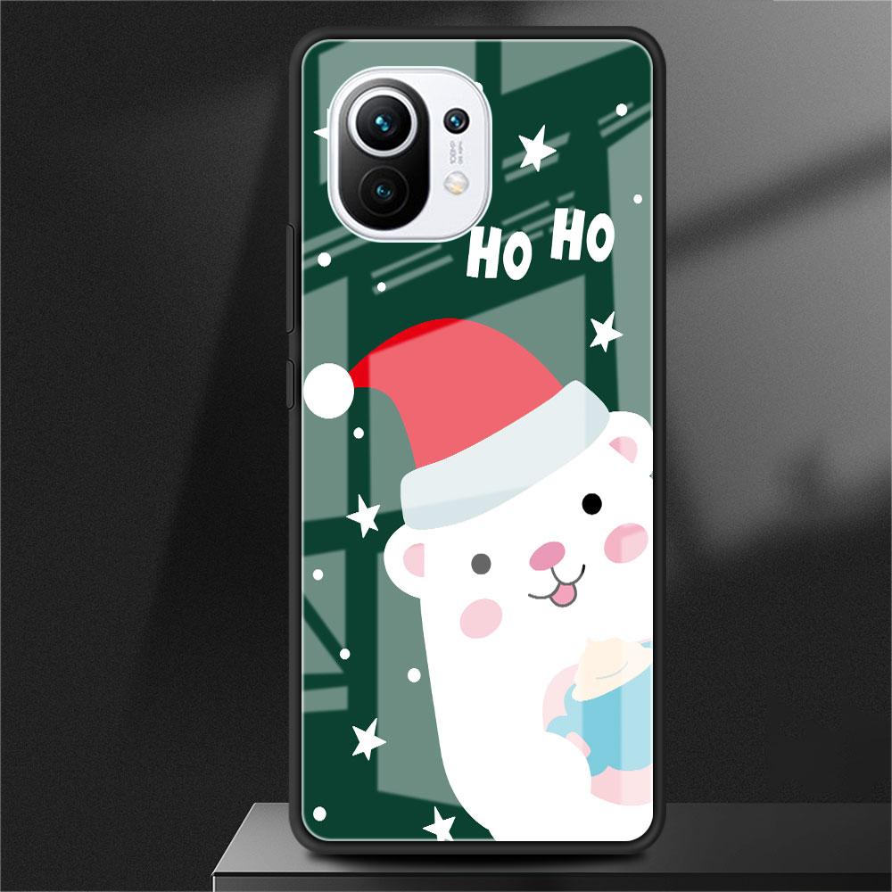 Skleněný kryt pro Xiaomi Poco X3 NFC 11 Lite 11T F3 M3 pro Redmi Note 11 10 9 8 Pro 10S 9S 9A 9C Kryt na telefon Sněhulák Vánoce