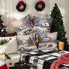 Christmas Snowy Scene Pillow Cover, Winter Festive Home Decor Pillowcase