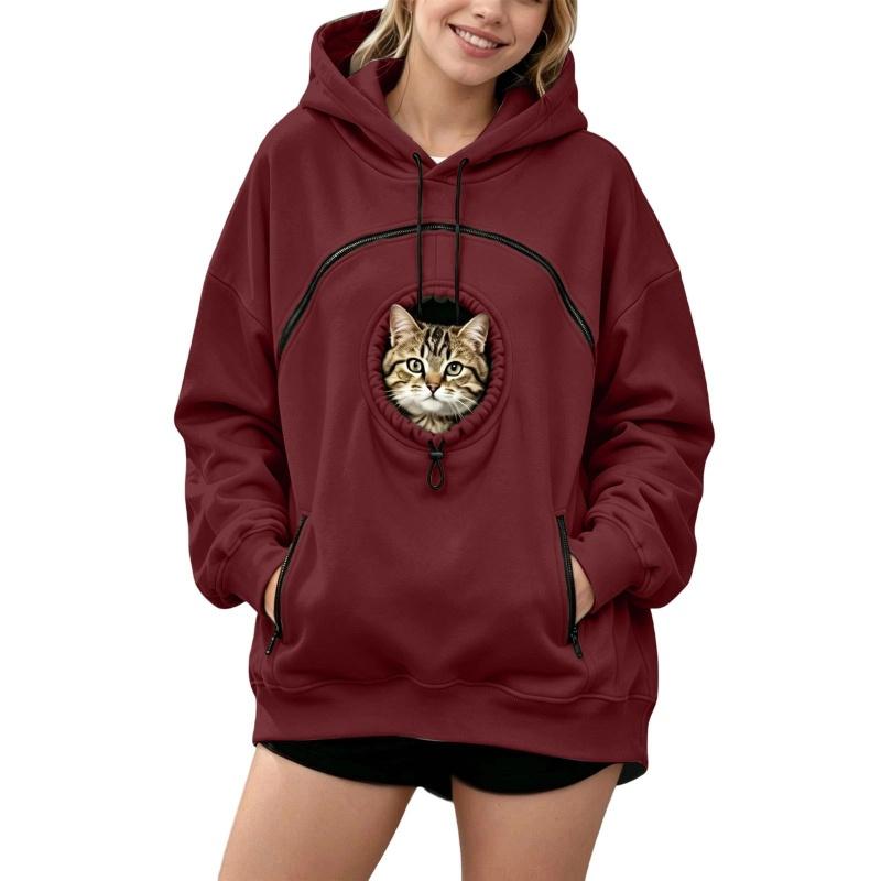 Pet Pouch Hoodie Cat Hoodie Big Size With Pouch Pull Pocket For Dogs Hoodies Front Cats Dogs Carrier Sweatshirts Side Zip Pocket