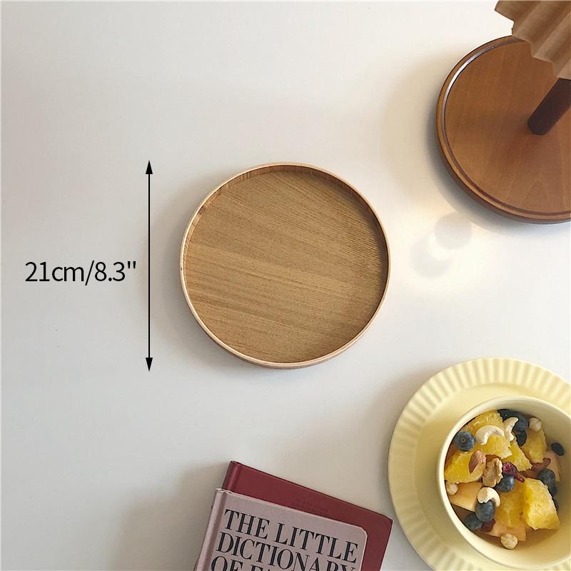 Table Decoration Tray Wooden Round Tray Decorative Trays Snack Plate Sundries Display Organizer Desktop Decorative Plate