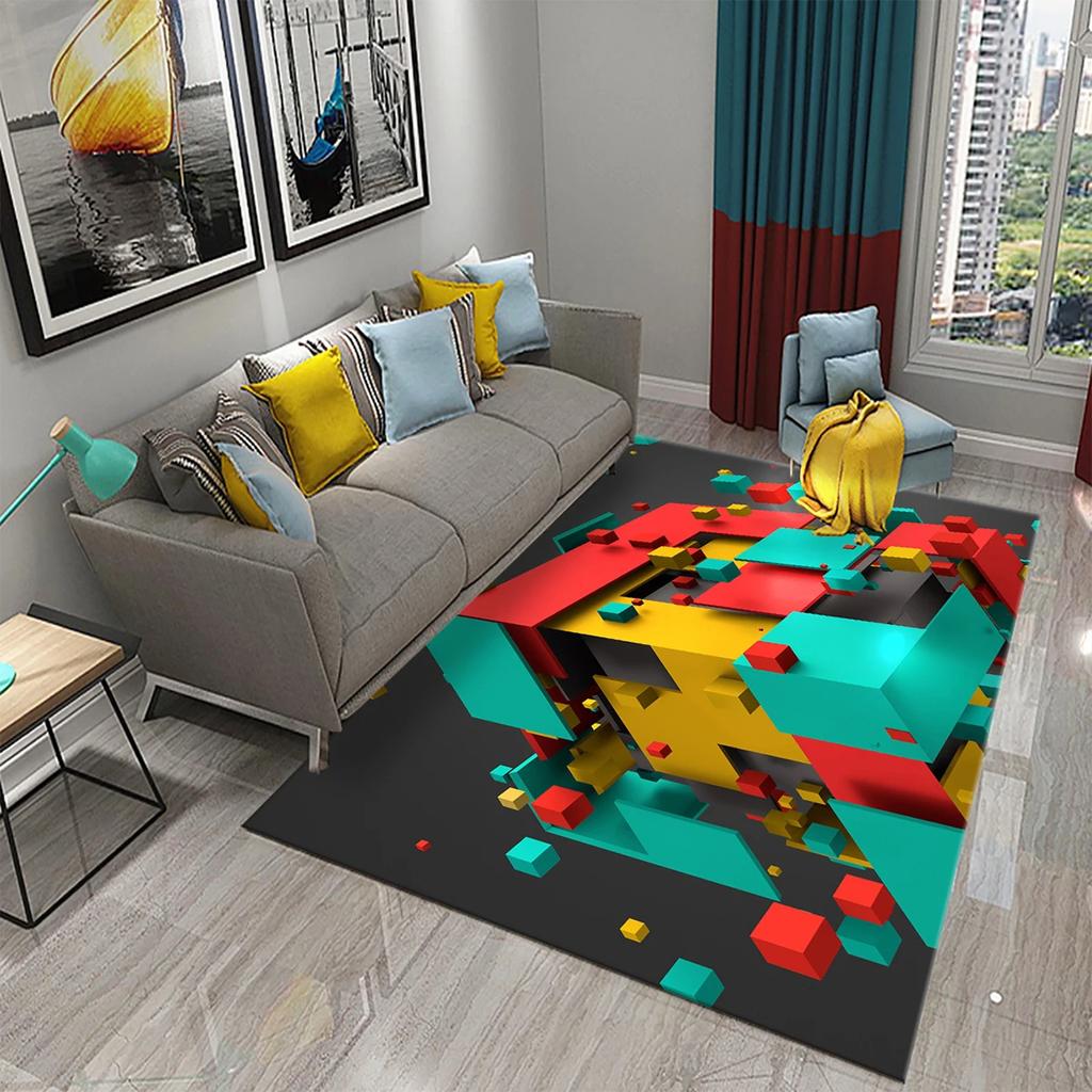 Glänzender Diamant Schwarz Teppich Kreatives Design Teppich für Erwachsene Modern Abstrakt Geometrische Teppiche Schlafzimmer Wohnzimmer Bereich Dekor Fußmatte