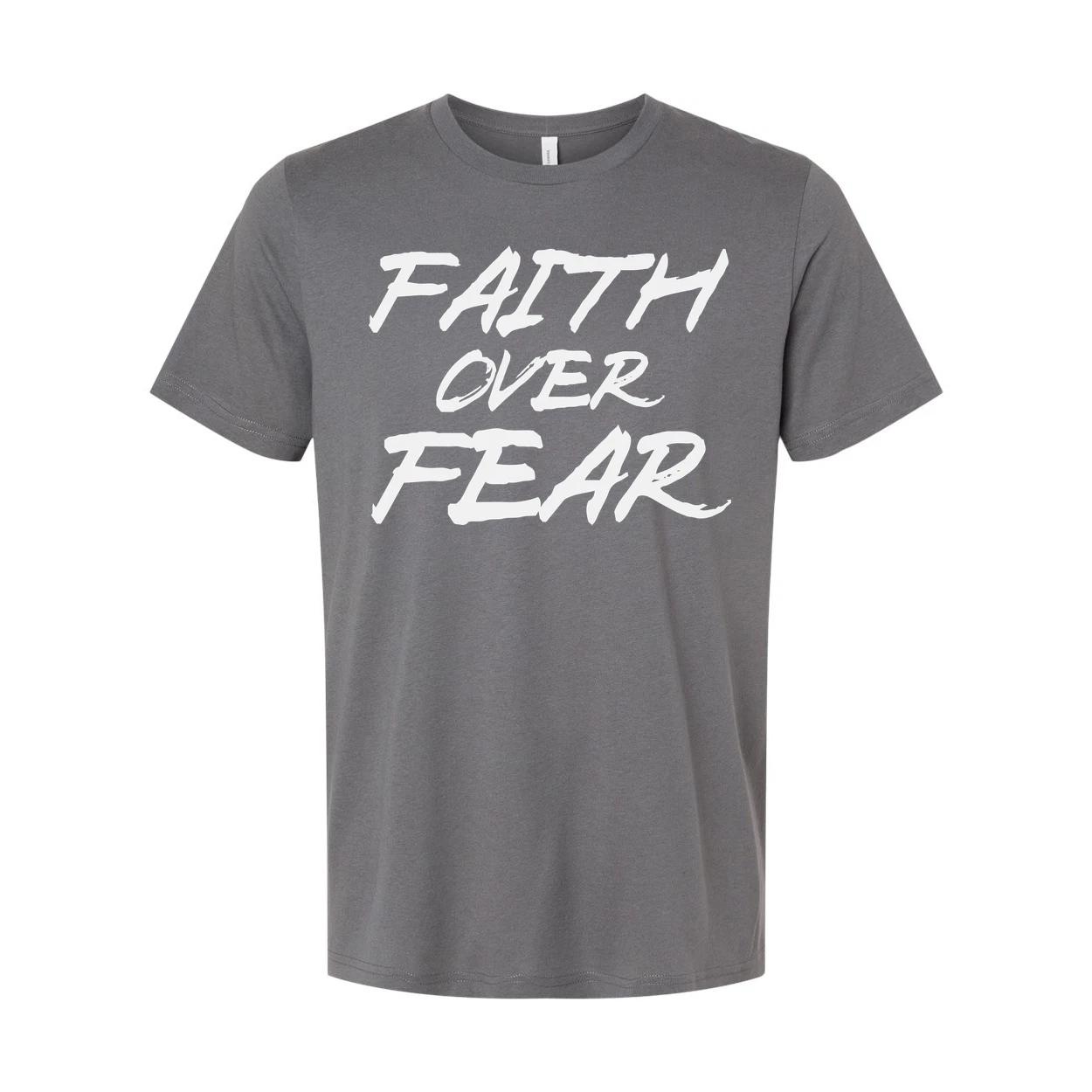 

Faith Over Fear Christian Unisex Short Sleeve Graphic T Shirt With Brush Script S