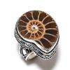 Pietre prețioase fosile de amonit natural, inel de bijuterii din argint 925, mărimea 8 A3a30