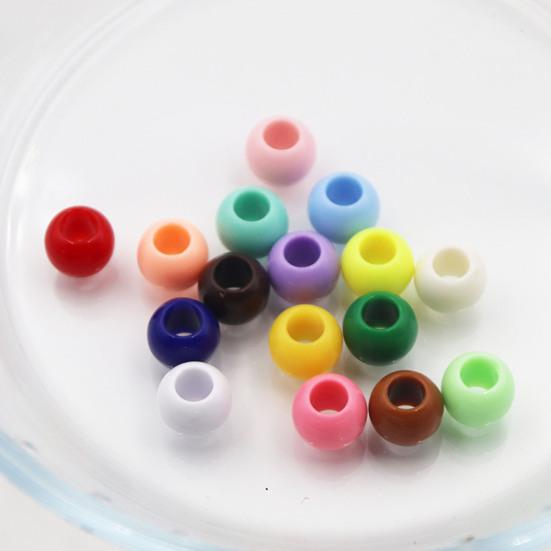 50Pcs Acrylic Big Hole Beads 6mm Center Hole Solid Color Beads Loose Spacer Beads for Jewelry Making DIY Necklace Bracelet