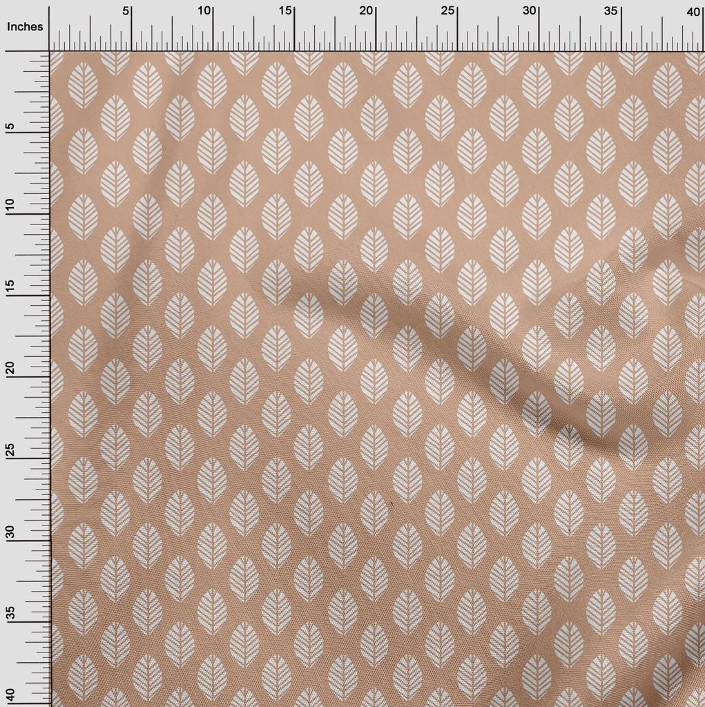 oneOone Cotton Flex Dark Beige Fabric Asian Leaf Block Fabric For Sewing Printed Craft Fabric By The Yard 40 Inch