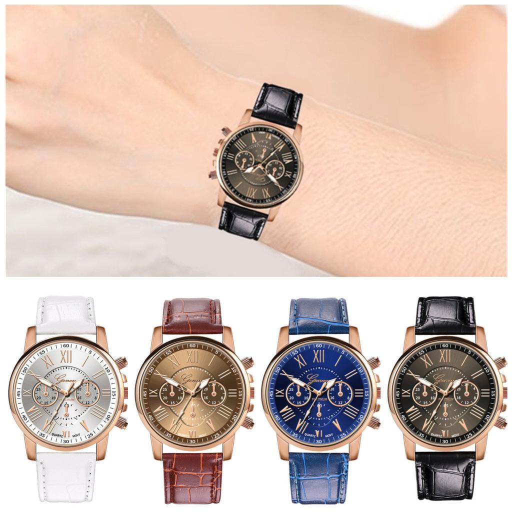 Women Leather Classic Quartz Watch Fashionable Wristwatch Accessory Gifts Girls