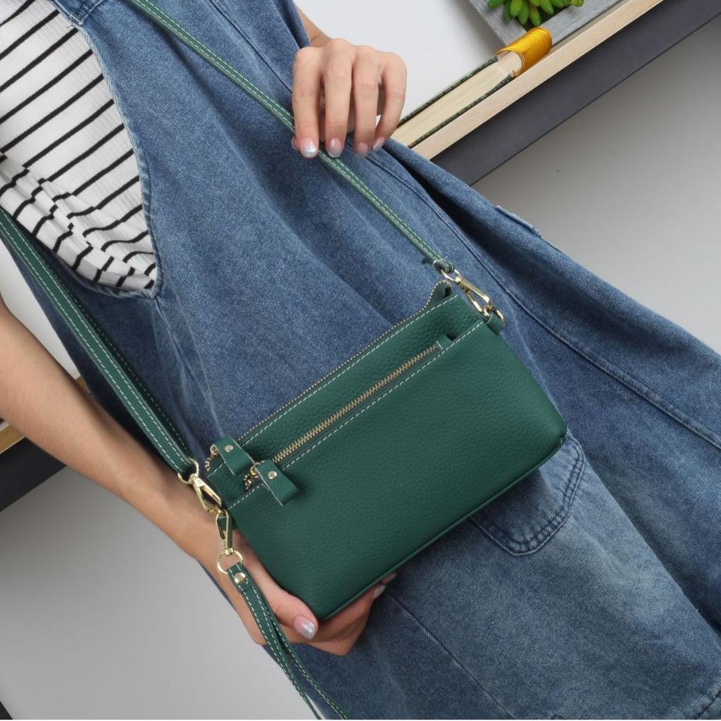 Geantă de damă din piele de vacă, geantă de umăr simplă, modă de damă, geantă oblică