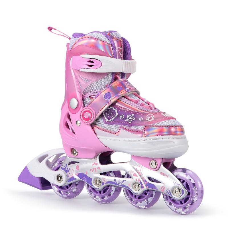 

Adjustable Kids Rollerblades - Beginners Inline Skates with Glow-in-the-Dark Anti-Slip Wheels S (31-34)