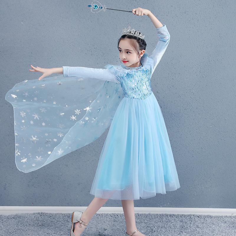 Girls' Long Sleeve Frozen Elsa Christmas Dress