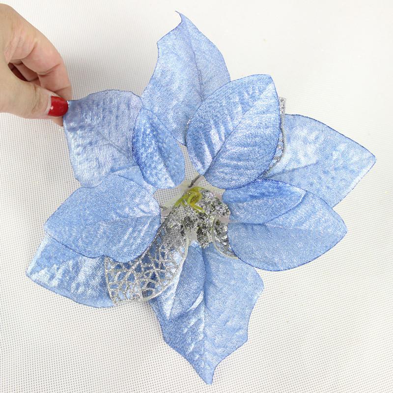 Eye-catching 20cm European Style Christmas Fabric Flowers For Seasonal Decor