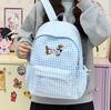 Schoolbagins Cartoon Puppy Backpack Women's Fashion Versatile Plaid Student School Bag Large Capacity Casual Backpack