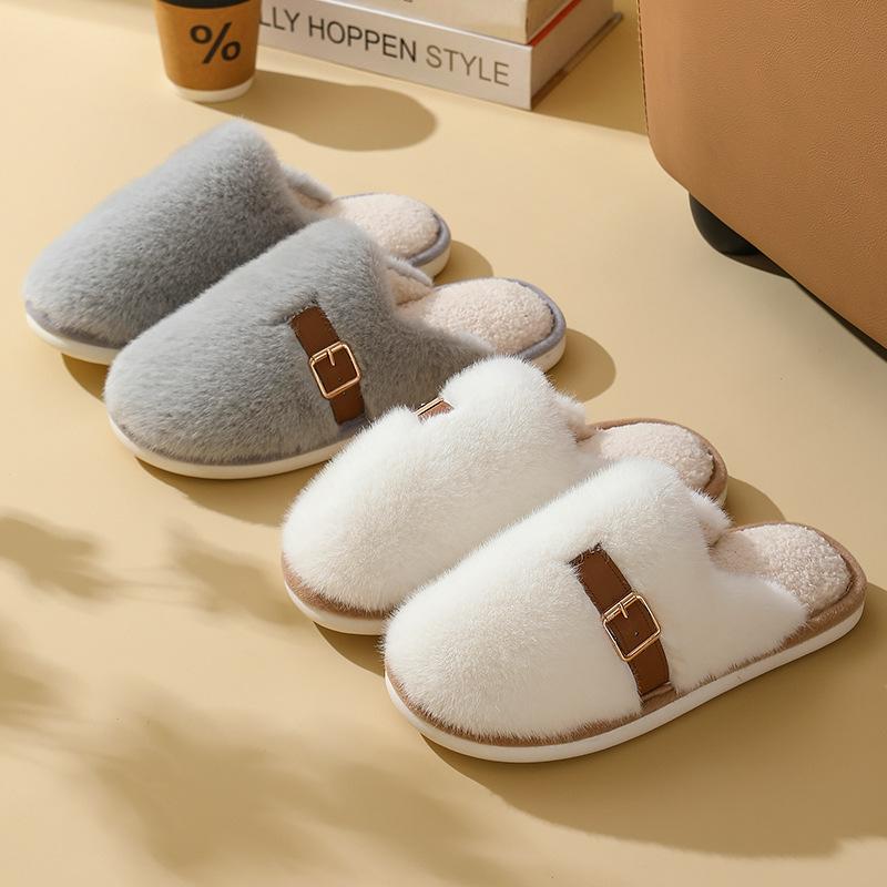 2025 Winter New Casual Flat Bag Head Mao Mao Shoes Student Korean Version Simple Indoor Home Cotton Slippers