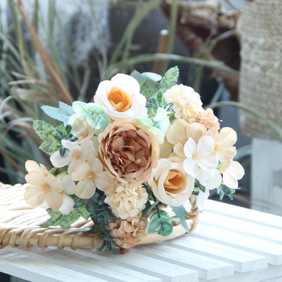 Simulated Flowers Bouquet Bright Colors High Simulation No Withering Fading Fake Flower Home Office Decor