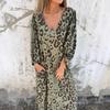 Spring Summer Printed Leopard Print V-neck Loose Dress for Women Dress