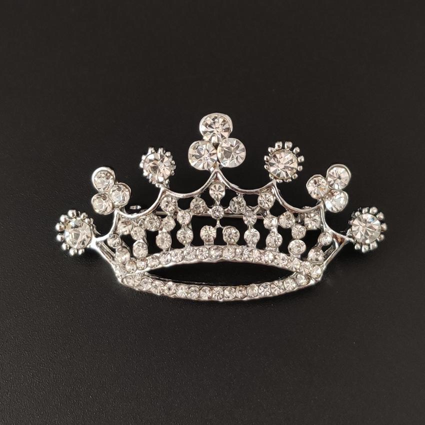 Korean Alloy Rhinestone Crown Brooch for Professional Wear