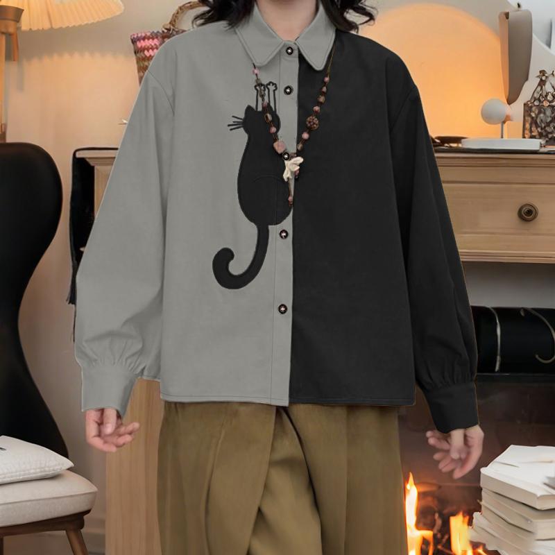 ZANZEA Blusa informal de retales de manga larga con cuello vuelto para mujer