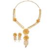 Dubai Gilded Flower Necklace & Earring Set with Ethnic Retro Court Style for Weddings and Banquets