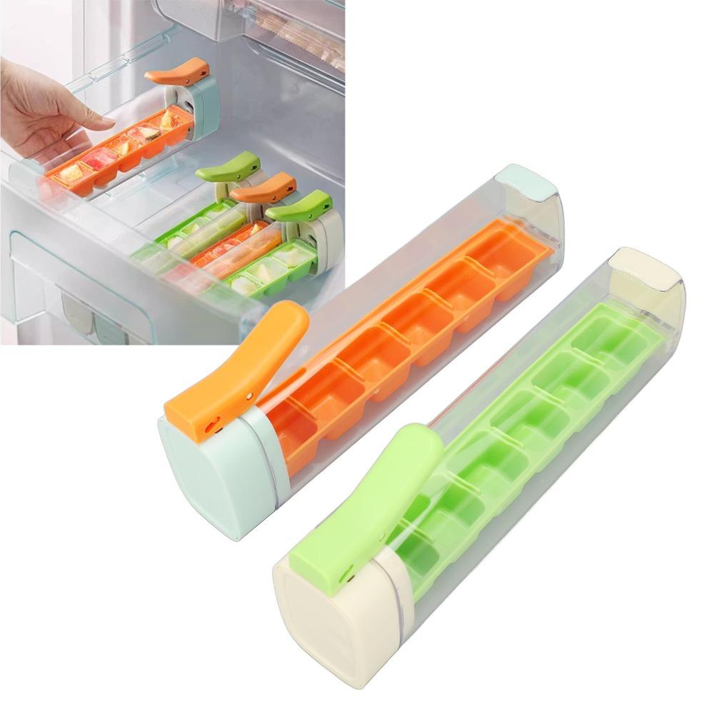 2pcs Detachable Design Press Ice Cube Maker Ice Cube Tray with Lid  Fruit Drinking Making