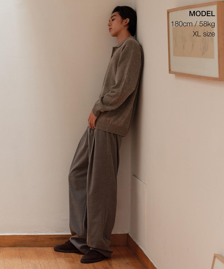 MUSINSA STANDARD [Victoria Wool] Minimal Collared Knit [Taupe]