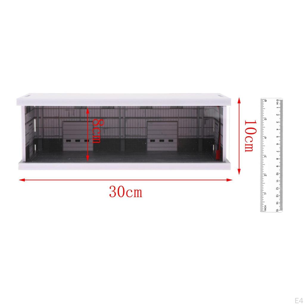 1/64 Parking Lot Showcase Container with LED Lights 11.81 x 5.51 3.94Inches Backdrop Protective