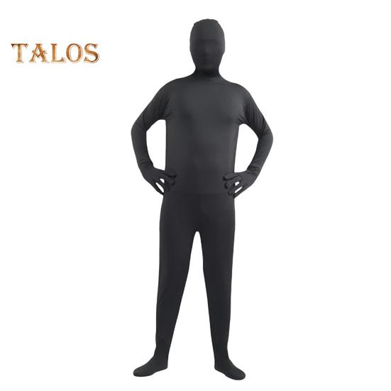 Unisex Halloween Jumpsuit Tight Fit Breathable Long Sleeves Hooded Elastic Solid Color Invisible Jumpsuit Zipper Back Bodysuit Props Party Costume