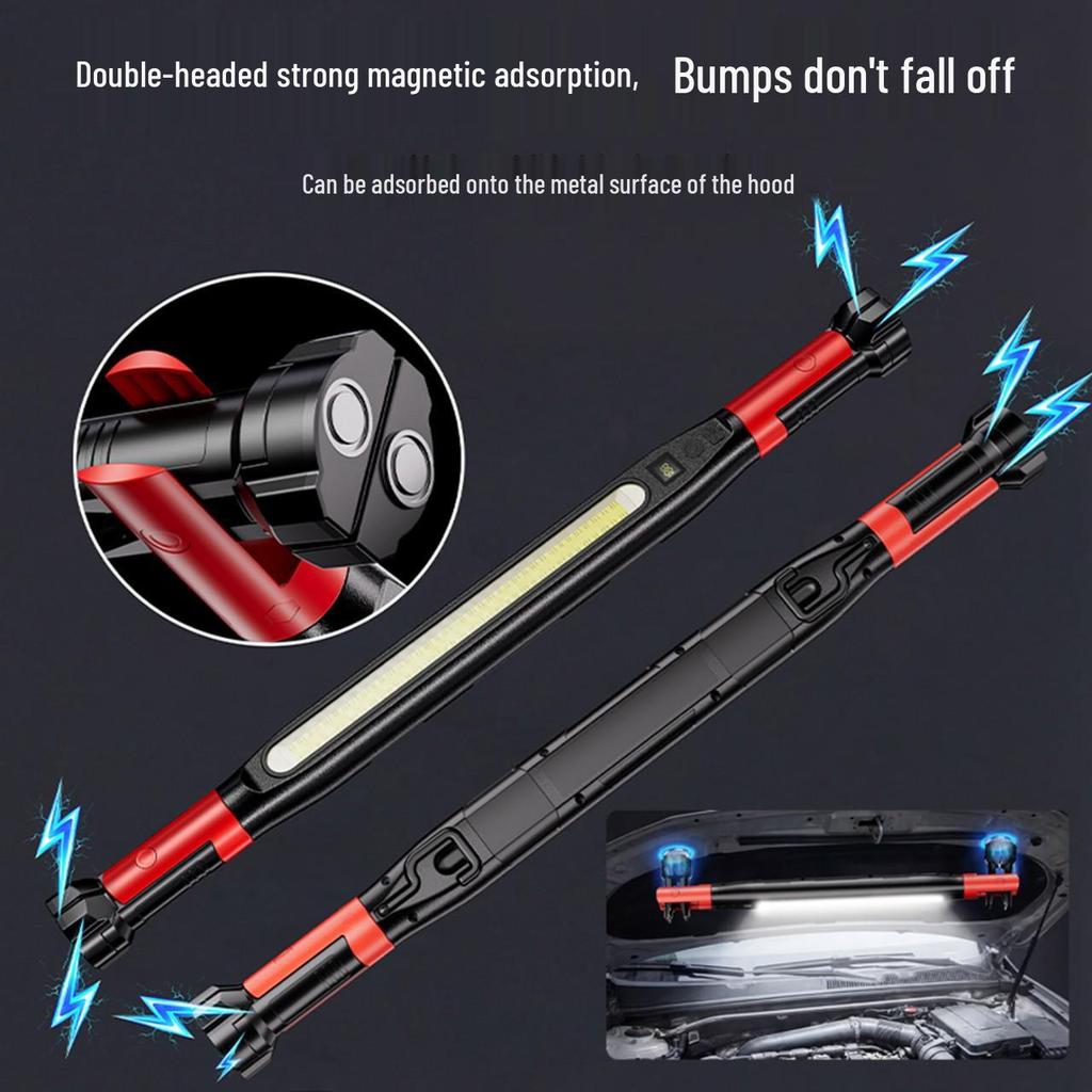 COB Strip Magnetic Work Light with Digital Display, Hook, White & Red Light for Car Repairs